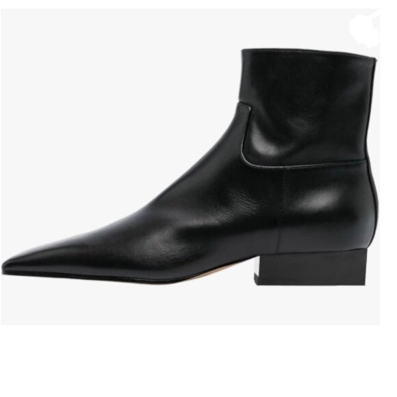 Black Square Toe Ankle Booties Comfy Chunky Low Heel Side Zipper